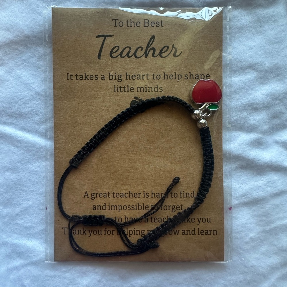 Teacher Appreciation Adjustable Apple Charm Bracelet